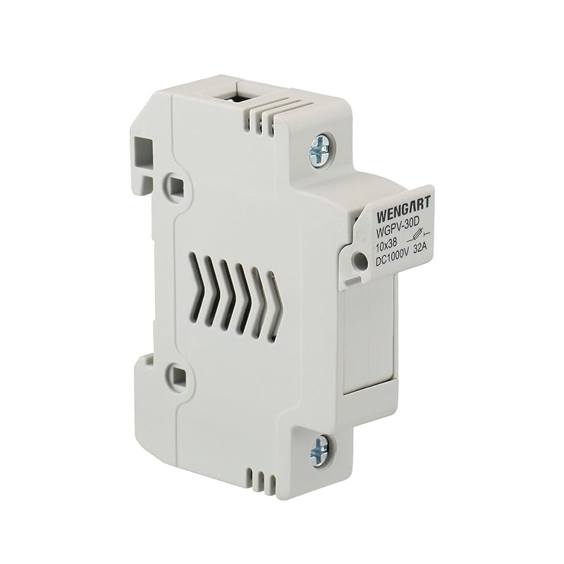 Wengart Solar Fuse Holder WGPV-30D,1 Pole DC1000V 35mmDIN Rail Mount Fuse Holder for fuse 10x38mm gPV Up to 32A,18 to 8 AWG