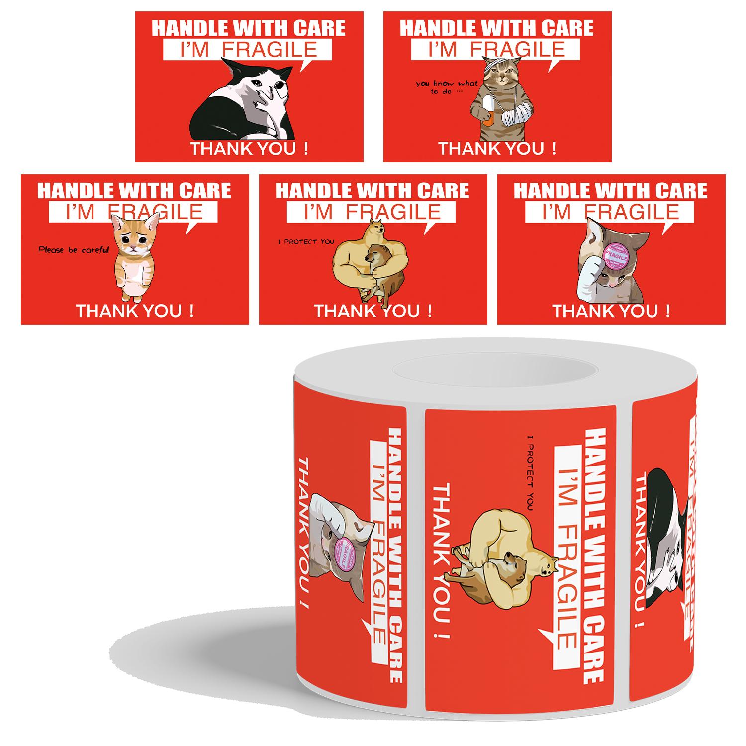 

200PCS Large Size Red Funny Fragile Stickers For Shipping and Moving, Handle with Care, Thank u, Do not Drop,Warning Stickers