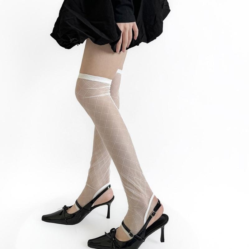 Damen Beinwärmer Sommer Durchsichtige Netz-Beinhülsen Harajuku Beinabdeckung Strümpfe Mode Knöchel Haufen Socken Lange Stiefelsocken