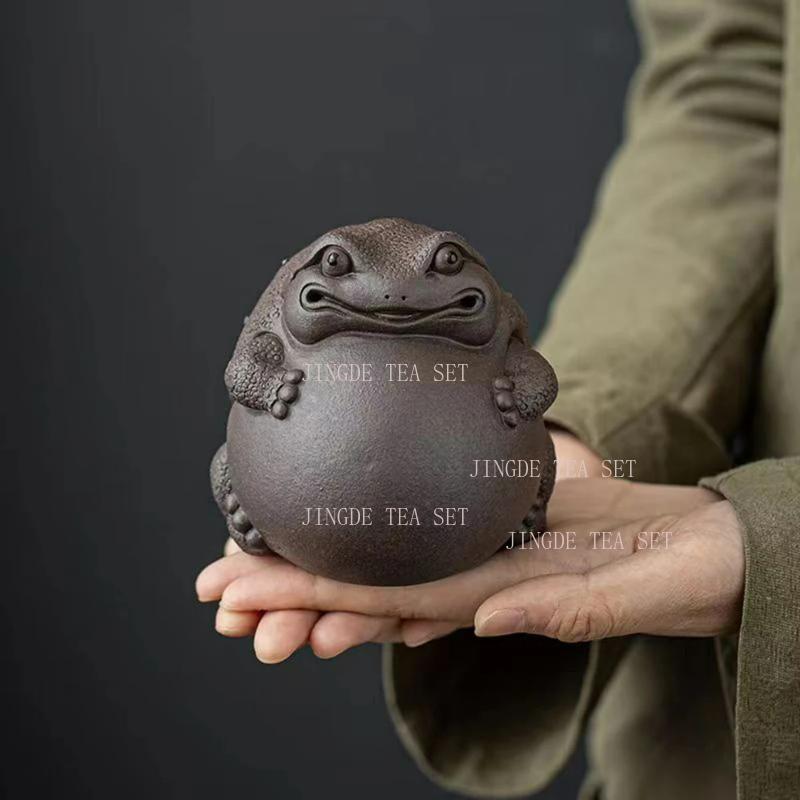 Purple Clay Tea Pet Lucky Golden Toad Toad Small Ornament Creative Office Home Tea Art Accessories