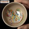 120ml Hand-painted Grass Ash Small Zebra Teacup Elegant Tea Bowl Jug Tea-tasting Smelling Cup Chazhan Master Cups for Tea Craft
