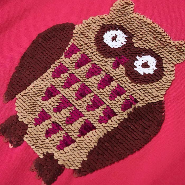 Kids' Long-sleeved T-shirt with Bright Pink Owl Print 5 Sizes Available