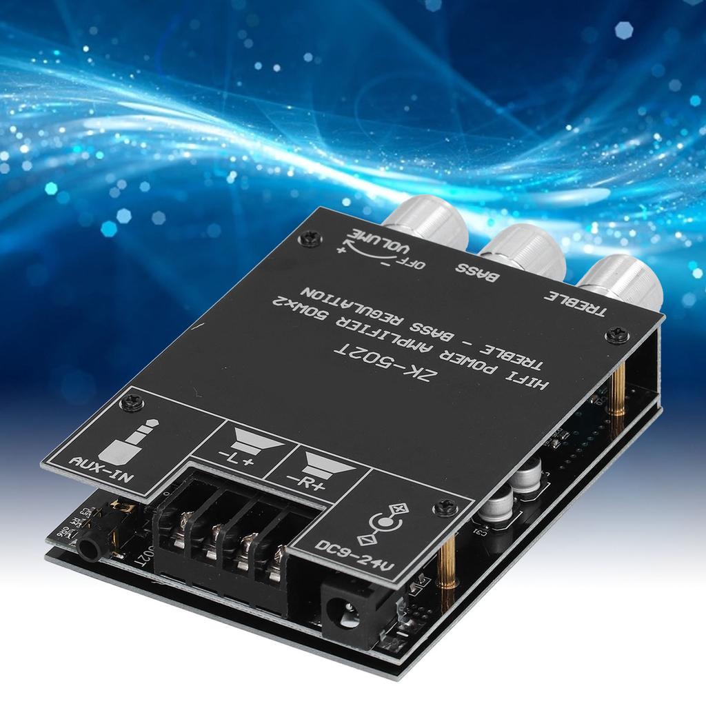 Power Amplifier Board Module Bluetooth Stereo Dual Channel AMP with Treble Bass Control ZK‑502T