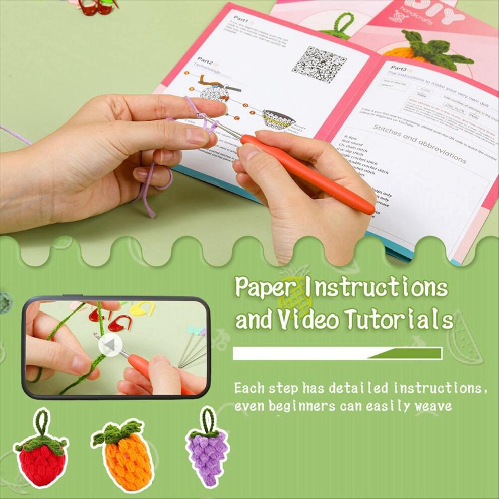 Complete Crochet Kits for Beginners, DIY 6 PCS Fru
