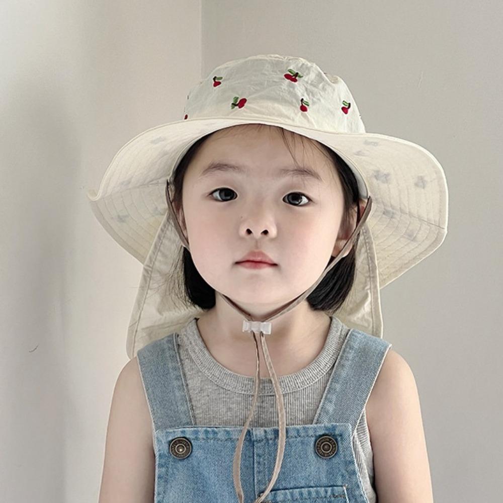 Cartoon Embroidery Baby Sun Hat Kawaii Summer Fisherman Hat  Apparel Accessories