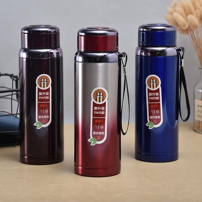 600 ml/1000 ml große Kapazität Edelstahl Thermoskanne tragbare Vakuumflasche isolierter Becher mit Seil Thermoflasche Trinkgeschirr