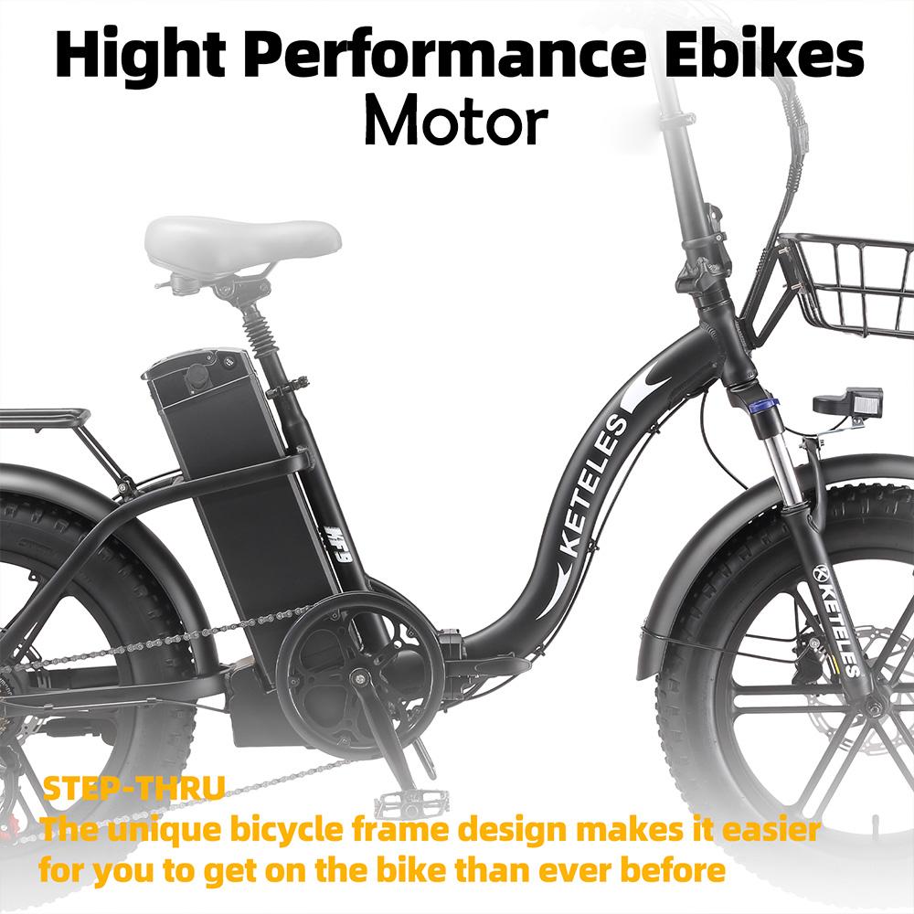 Electric Bicycle Keteles KF9 20" Fat Tire 1000W Motor Foldable Adult Electric Bike 48V 35AH Hydraulic Brakes Shimano 7 Speed