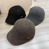 Korean Internet Celebrity Temperament Metal Standard Equestrian Cap Winter Wool Knitted Thermal Cap Casual Versatile Baseball Cap