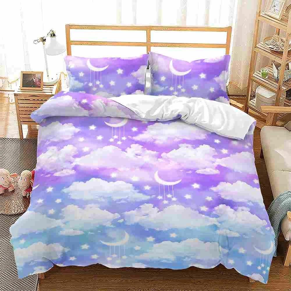 

Dream Star Moon Bedding Set Full Size Cloud Pattern Duvet Cover and Pillowcase 2/3pc Girl Woman Bedroom Home Decoration Gift Baby 100x135cm