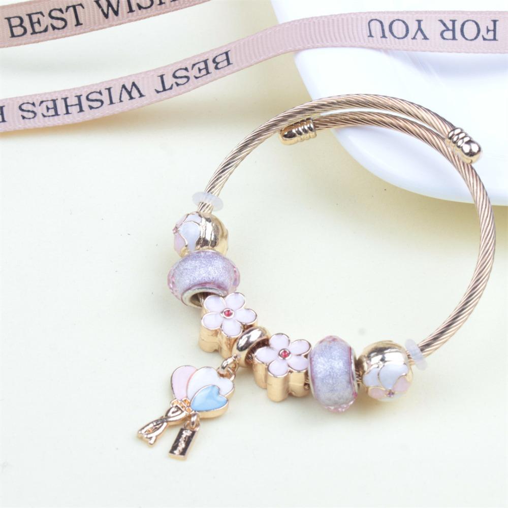 Beaded Bracelet Bangle Multi Element Stainless Steel Copper Alloy Open Spring Snake Bone Chain