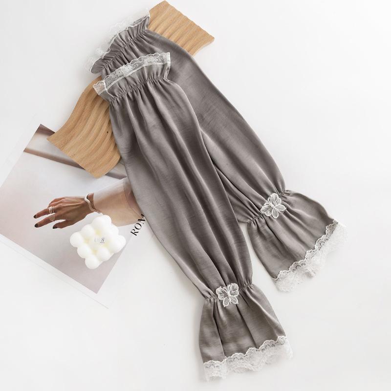 

Кружевной бант, солнцезащитные рукава, женские, корейские, свободные, ледяные, шелковые, летние, анти-УФ, солнцезащитный козырек для езды на велосипеде и вождения