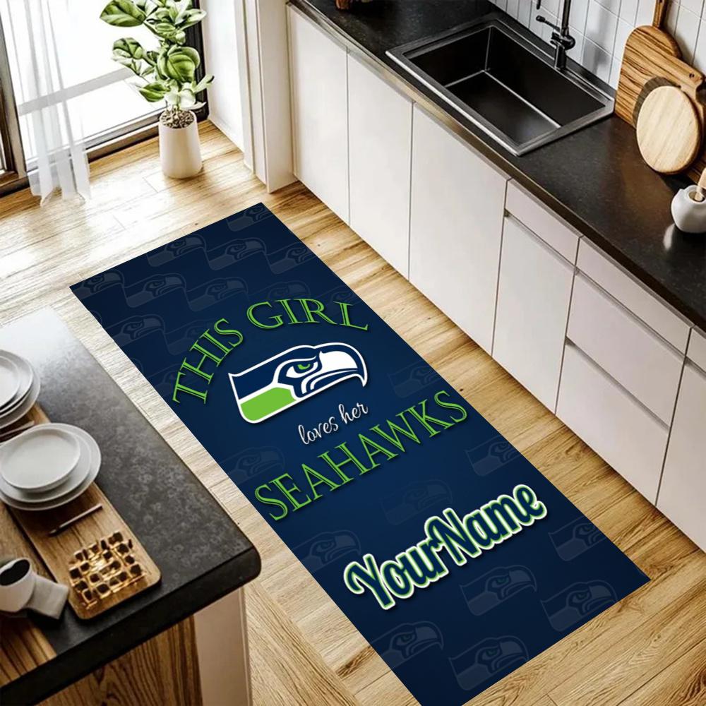 Seattle Seahawks Customize Your Name Kitchen Rug Runner Rug Laundry Mat Hallway Entryway The Best Gift Choice