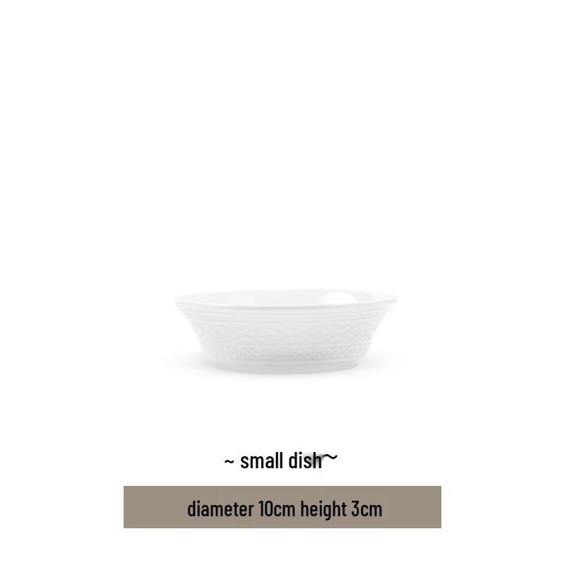 Nordic Style White Embossed Ceramic Dinnerware Sauce Dish