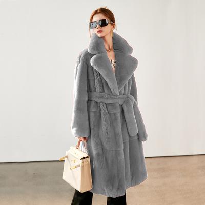 Women Long Faux Fur Coat with Belt Winter Fluffy Teddy Female Lapel Warm Waisted Plush Jackets