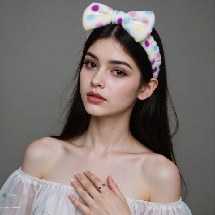 Fun Plush Bowknot Spa Headbands Elastic Hairband For Female Everyday Wear Hair Styling Accessories Makeup Hair Band