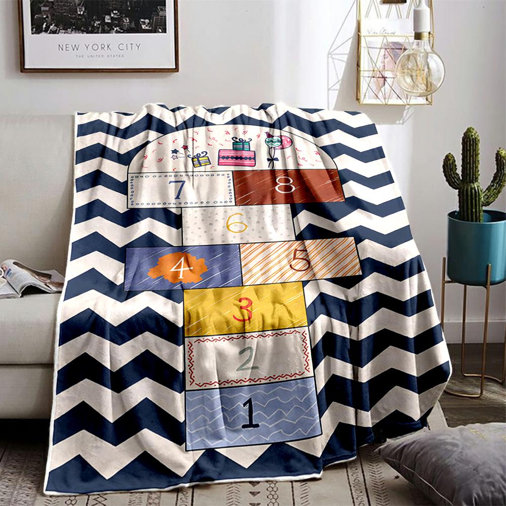 Hopscotch Games Keep warm with Gifts DesignFlannel blanket for bedroom, living room, sofa, and nap