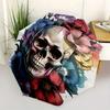 1pc Day of the Dead Skull & Flowers Artwork Automatic Opening and Closing Folding - A Good Choice for Gifts, Fashionable and Convenient Umbrella