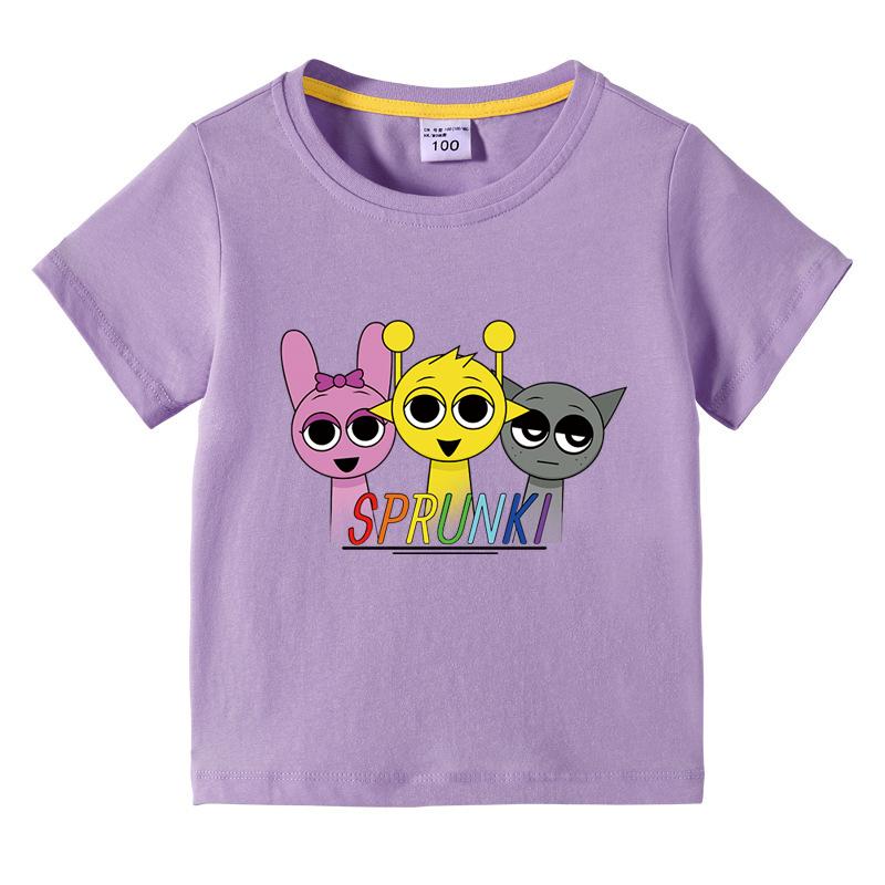 2025 Summert Shirt Sprunki Kids Clothes Incredibox Boys Girls Cotton T-shirts Cartoon Game Character Print Tops Cool Comfortable Short Gift