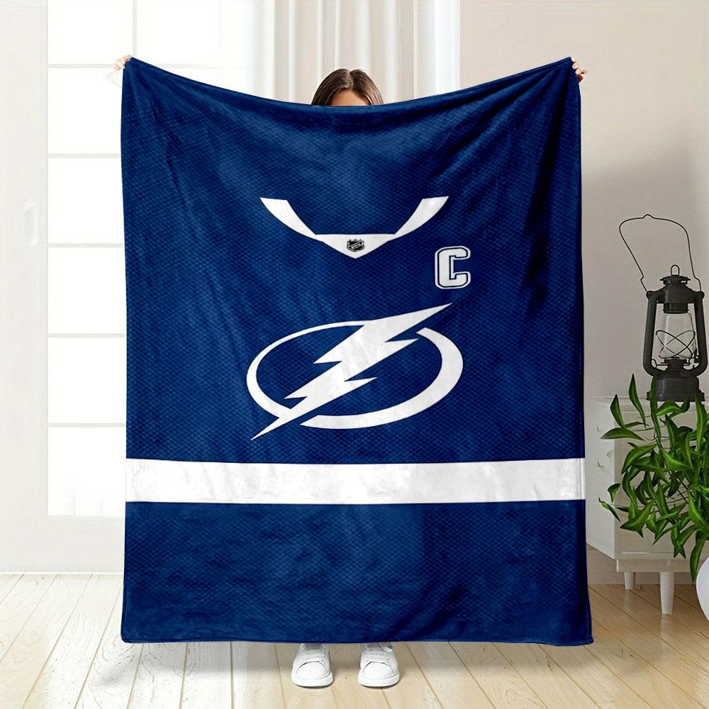 Blue Lightning NHL Sports Design Patterned blanket, flannel, suitable for all seasons, home decor, warm and cozy