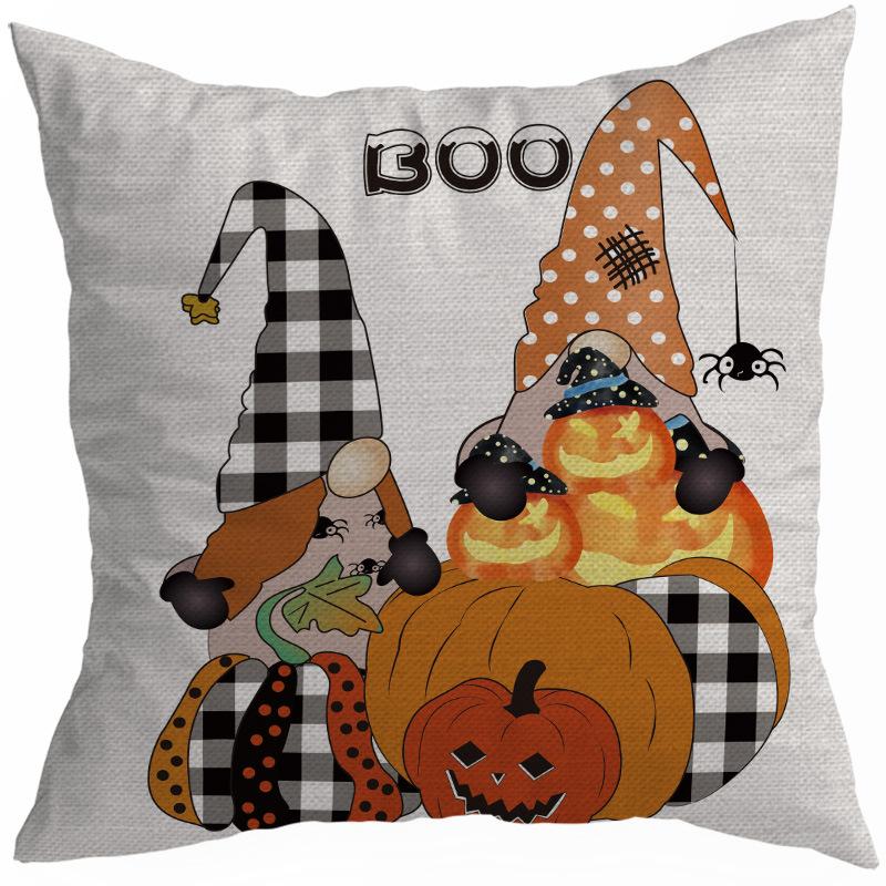 New Style 45x45cm Halloween Cushion Cover Linen Pillowcase Pumpkin Grimace Print Festival Party Decorative Pillow Covers, 1PC