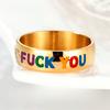 Color English Alphabet Ring Hip Hop Niche Cool Wide Ring Titanium Steel Electroplating Non-Fading Female