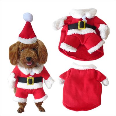 Christmas Pet Dog Cat Costumes Funny Santa Claus Costume For Dogs Cats Winter Warm Dog Clothes Chihuahua Pug Yorkshire Clothing