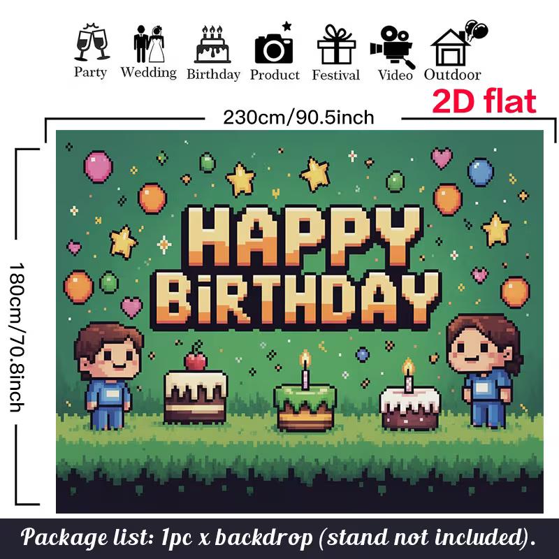 Retro Pixel Art Tapestry for Birthday, Cake Smash and Gaming Themed Photoshoot