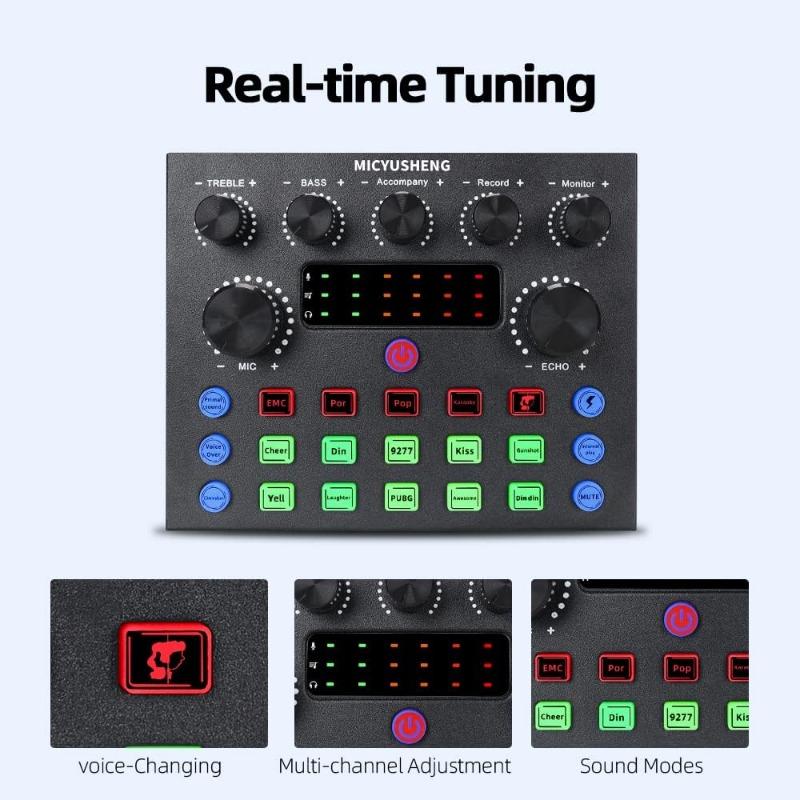 A Complete Set Of Game Live Streaming Equipment, USB External Sound Card, Mobile Phone, Computer Microphone, Desktop Karaoke Recording