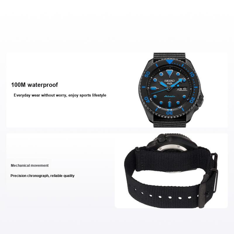 Seiko Men's Black 5 Series Sports Divers Watch Mechanical Movet Nylon Strap Watches Srpd81k1