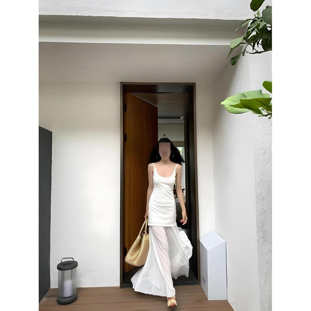 

Белое сетчатое платье-сарафан с вставками для детского летнего отдыха, новое красивое платье в стиле приморского отдыха XL- (recommended 110-60kg) белый