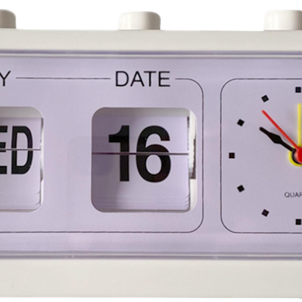 Desk Table Alarm Clock Manual Jump Calendar Desktop Alarm Clock for Study Room Office White