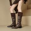 Women's low-heeled boots autumn and winter new European and American thick-heeled large-size Roman medium boots