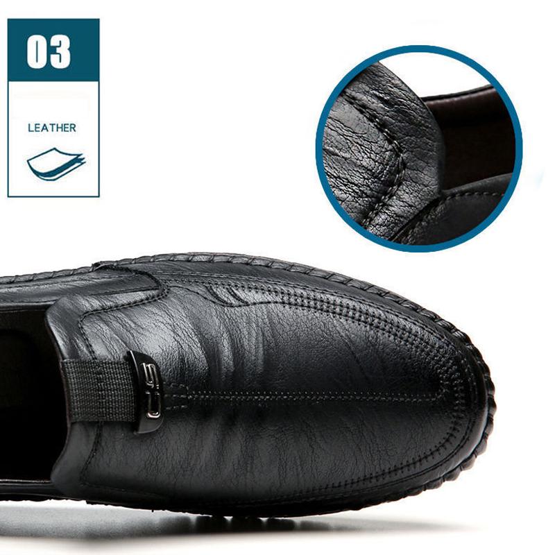 Кожаная обувь Мужская Деловая Англия Черная Нескользящая Повседневная обувь Для ходьбы — фото 6