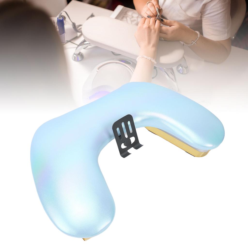 Nail Arm Rest for Nail Tech U Shaped PU Lther Manicure Arm Rest with   Phone Stand