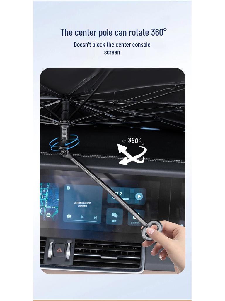 V-Shaped Titanium Gold Car Umbrella with Curved Handle for Front Windshield