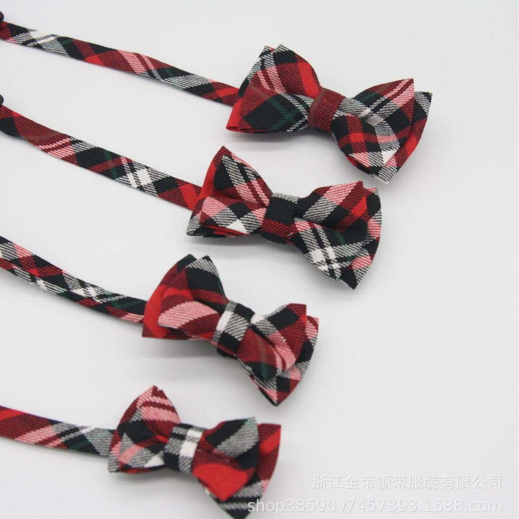 Cotone Rosso a Quadri Accessori Fiocco Blu Cravatta per Bambini Accessori Scozzesi Cravatta