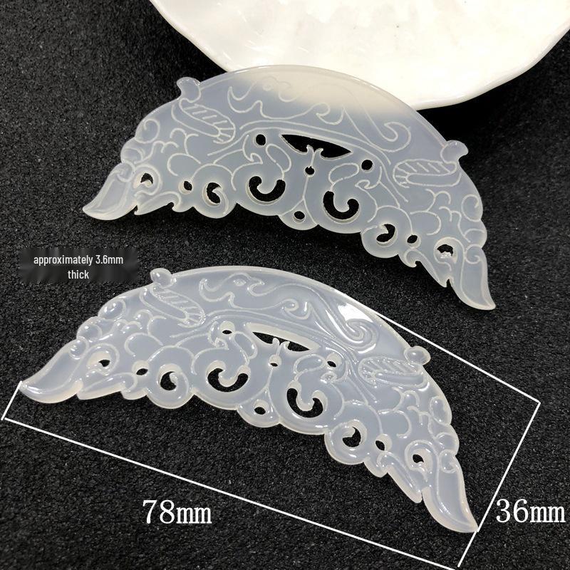 Qin Han Style Phoenix Pattern Imitation Jade Pendant - High Quality Hollow Plastic Material for DIY Headdress