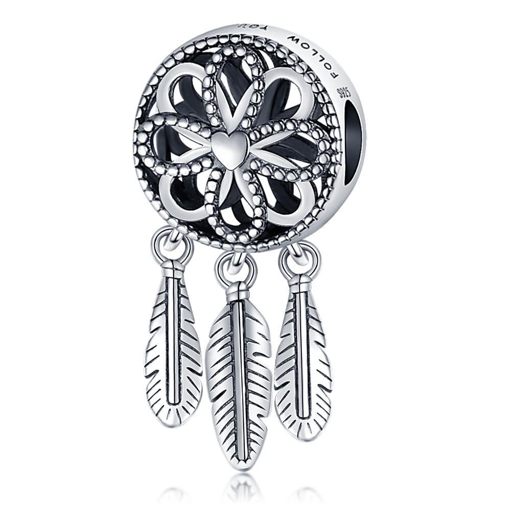 Charms Fit 3Mm Original Bracelet Copper Feather Dreamcatcher Tassel Charms Diy Jewelry Making