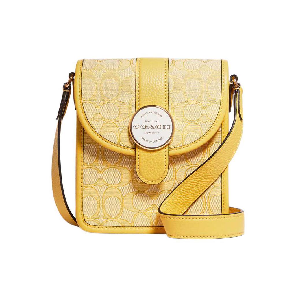 New COACH N/S Leather Shoulder Bag, Crossbody Bag Mini Women's Yellow C8321-IMS9V