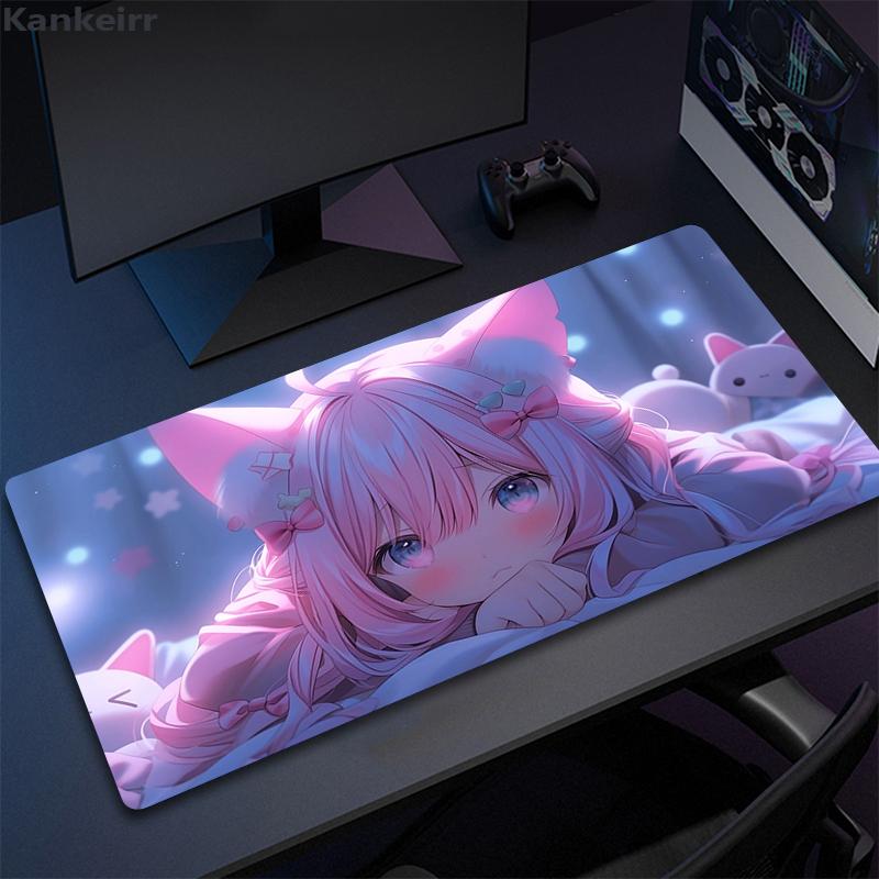 Anime Girls Cute Pink Mousepad Large Computer Gaming Accessories xcm Gamer Professional Premium Mouse Mat Kawaii Desk Mats