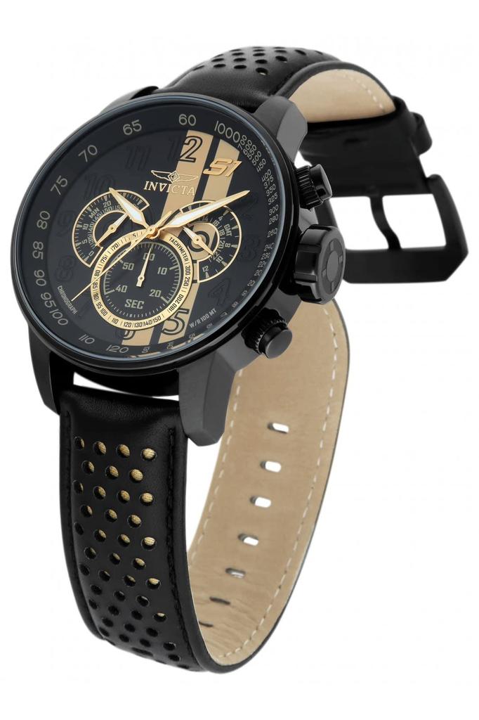 Watch S1 Rally Quartz 48mm Case Gold Black Leather Strap Black Dial 19289 [Invicta] Men's [Item]