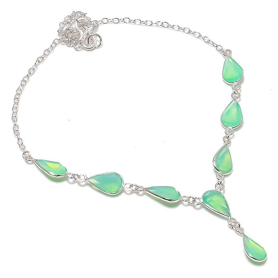 Natural Fire Opal Gemstone 925 Sterling Silver Jewelry Necklace 18" ASN-5909