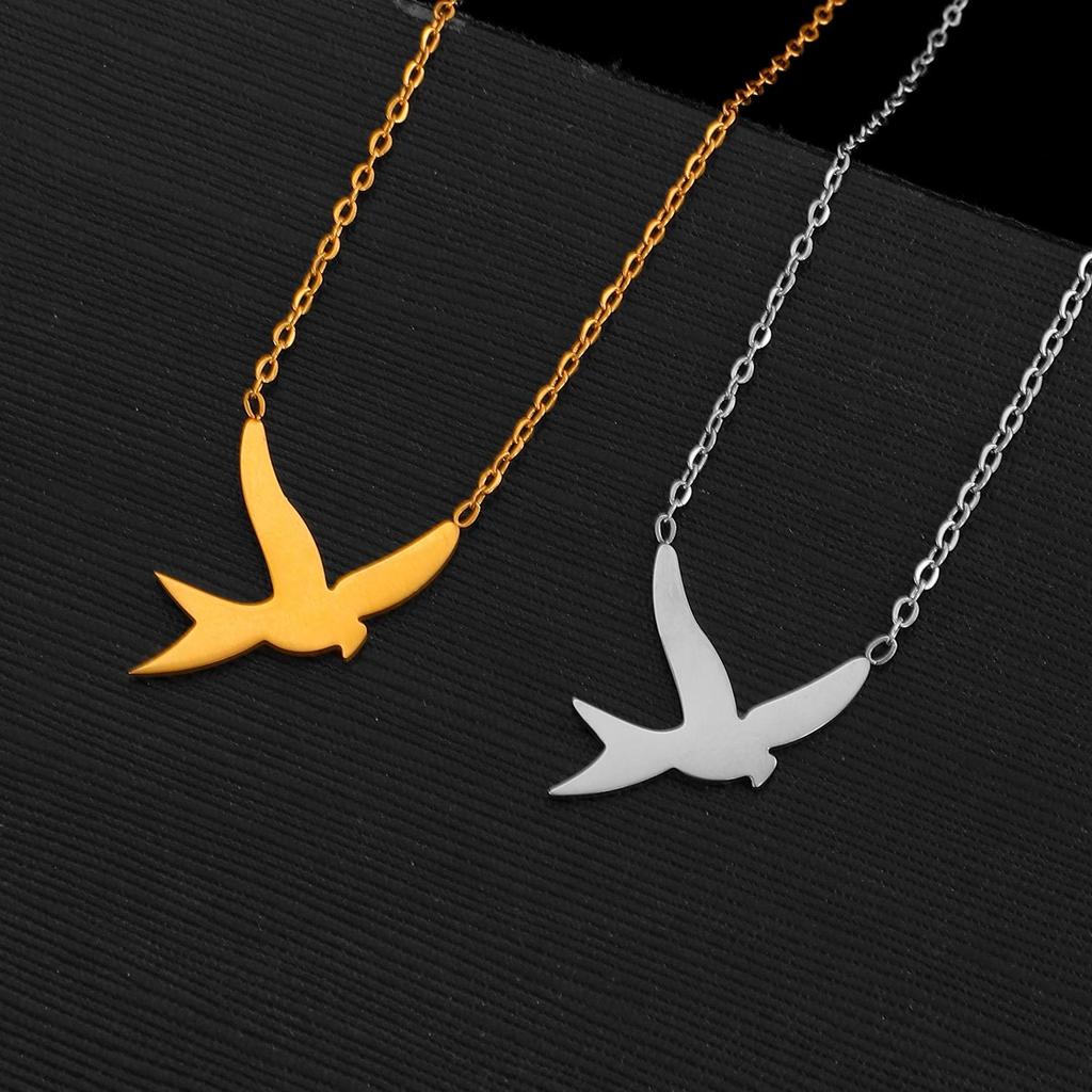 Fashion Simple Cute Golden Personalized Stainless Steel Bird Necklace Pendant Peace Dove Swallow Collarbone Chain