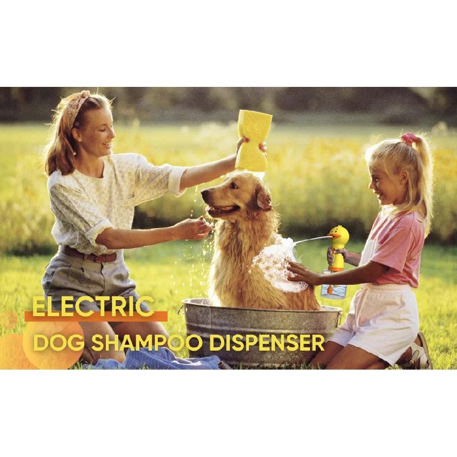 Electric Dog Shampoo Dispenser Dog Shampoo Sprayer Duck Shampoo Foamer for Pet, Foaming Soap Dispenser for Bathtub,
