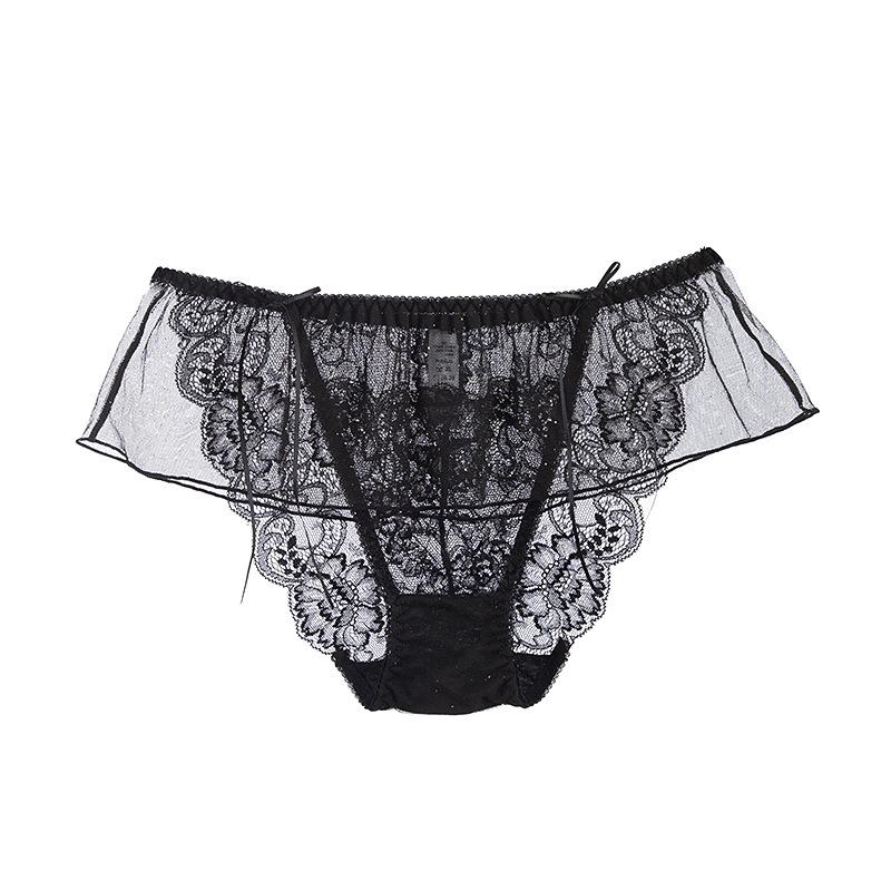 Perspective Sexy Mesh Lace Panties Mid Waist Triangle Women's Panties
