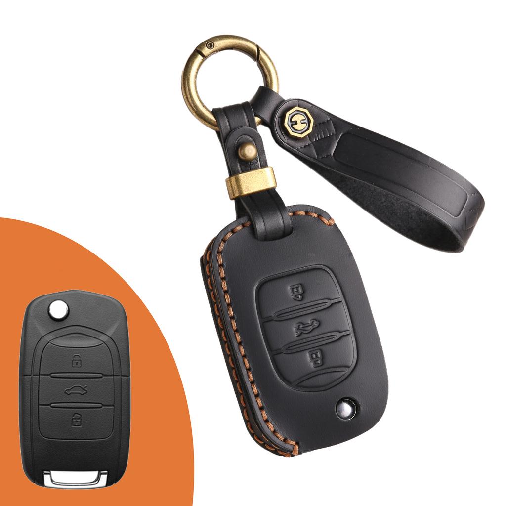 Leather Key Protective Cover Is Suitable for Wuling Baojun Folding Hongguang Special Car Key Bag.