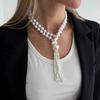 Trendy Plastic/Resin Beaded Tassel Long Adjustable Fashion Jewelry Sweater Chain Minimalist Neck Chain Gift Giving