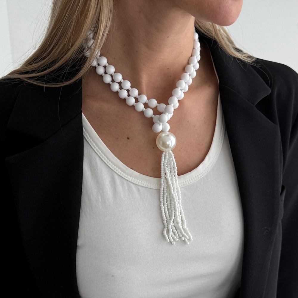 Creative Plastic/Resin Beaded Tassel Long Fashion Jewelry Adjustable Pendant Minimalist Neck Chain Casual Wear