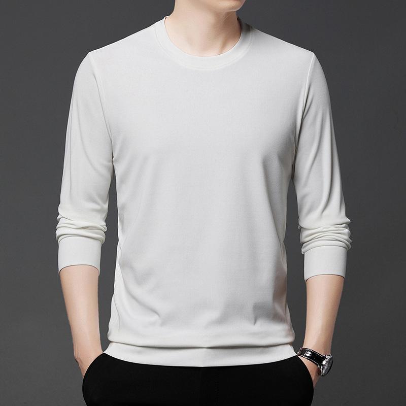 Hanorac pentru bărbați, primăvară, secțiune subțire nouă, bărbați tineri și de vârstă mijlocie, tricou cu mâneci lungi, cu gât rotund, cămașă lejeră cu fundul liber