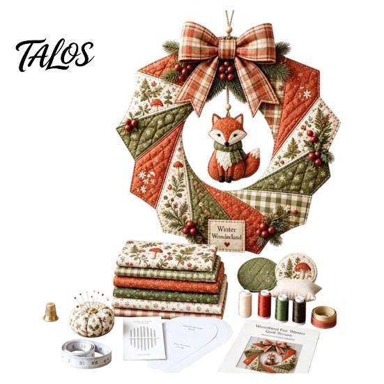 Rustikales Weihnachtsornament-Herstellungs-Stoffkranz DIY-Set, Patchwork Anfängerfreundliches Handgemachtes Feiertagshandwerk Winterbastelaktivität Dekoration Set für